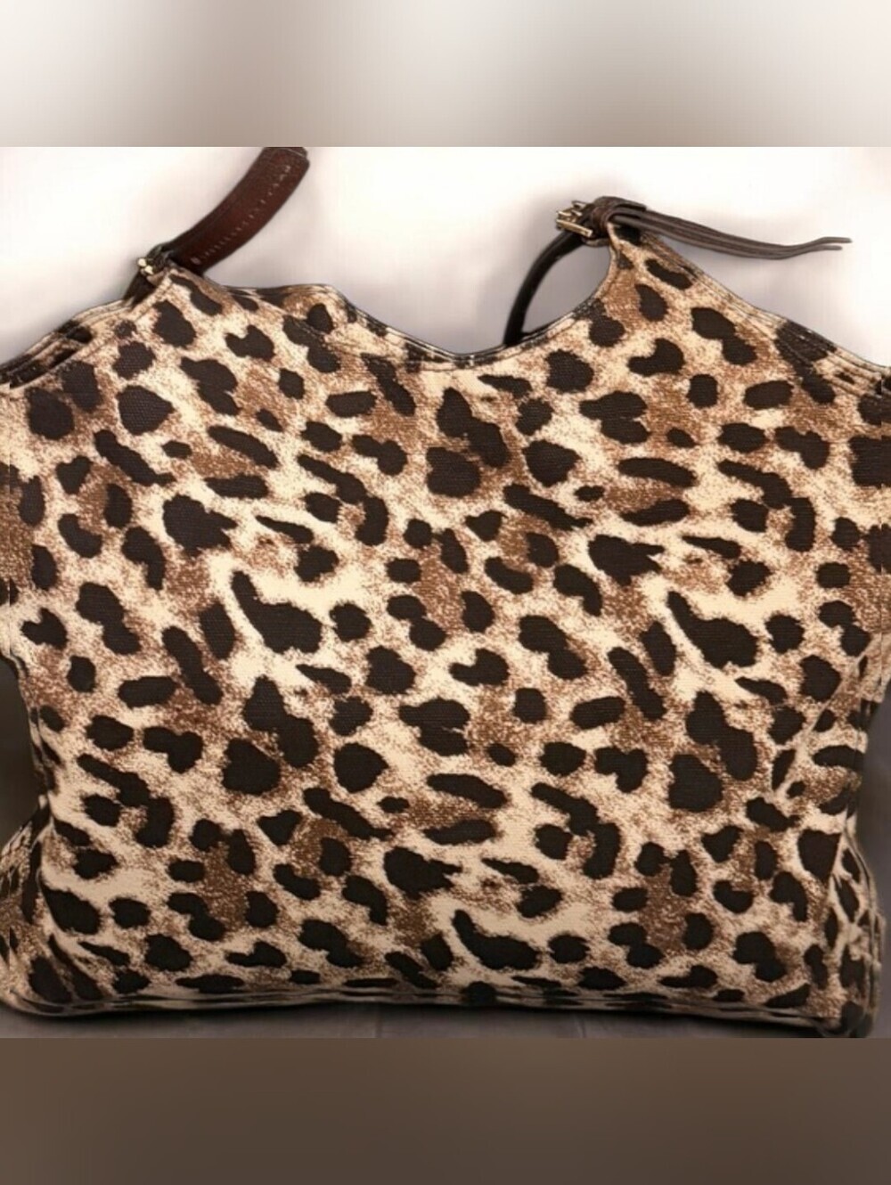 Michael Kors Leopard Print Tote with Brown Leather Straps - Picture 2 of 4